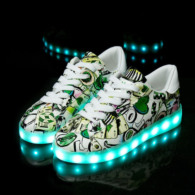 Size 27-42 USB Charger Glowing Sneakers Children Led Casual Shoes Boys Led Slippers Luminous Sneakers For Girls Wedding Shoes