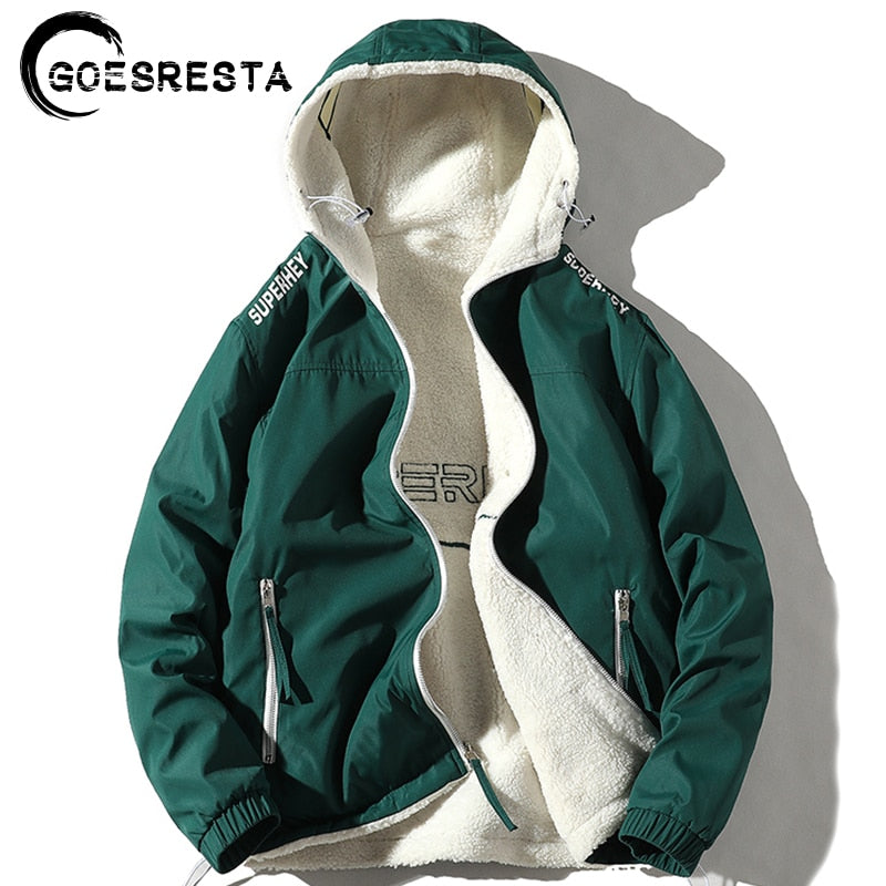 Men's Jacket Double-Sided Wear Lalambswool 2020 Winter Brand New Jacket Casual Warm Thick Parkas Coat Man Hooded Men's Clothing