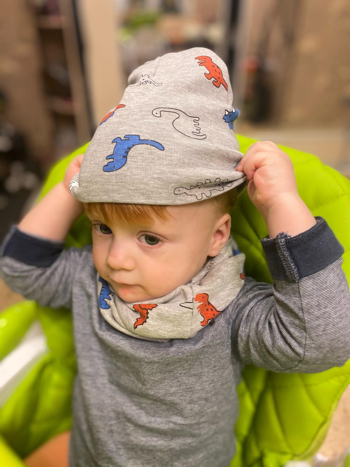 children's Hat Autumn Winter dinosaur Baby infant toddler Girls Boys Cap Kids Beanie bonnet Collar Scarf set Photography props