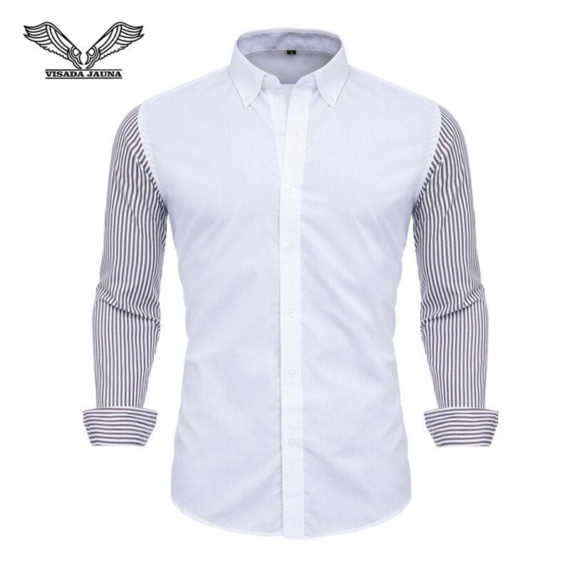 VISADA JUANA 2019 Men&#39;s Shirts Slim Fit Men&#39;s Casual Shirts Long Sleeve Solid Dress Shirts Men Clothes Y60