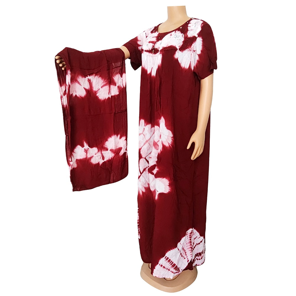 Dashikiage black cotton soft textured comfortable dress with a big scarf