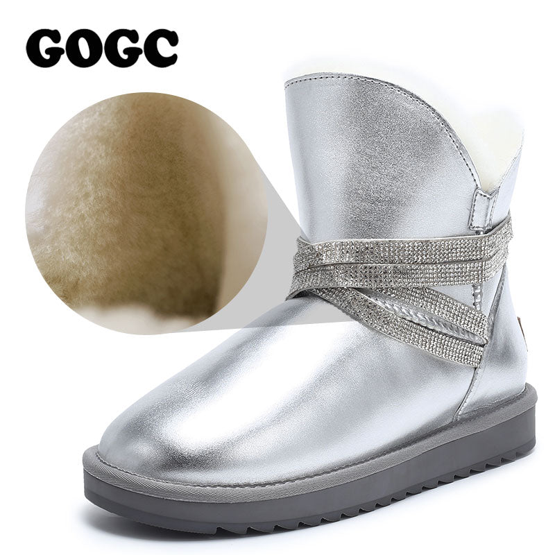 GOGC women boots 2020 snow boots warm women winter boots women ankle boots for women Genuine Leather boots  women winter shoes