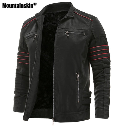 Mountainskin Men's Leather Jackets Autumn Winter Motorcycle PU Jacket Male Biker Leather Coats Mens Brand Clothing EU Size SA870