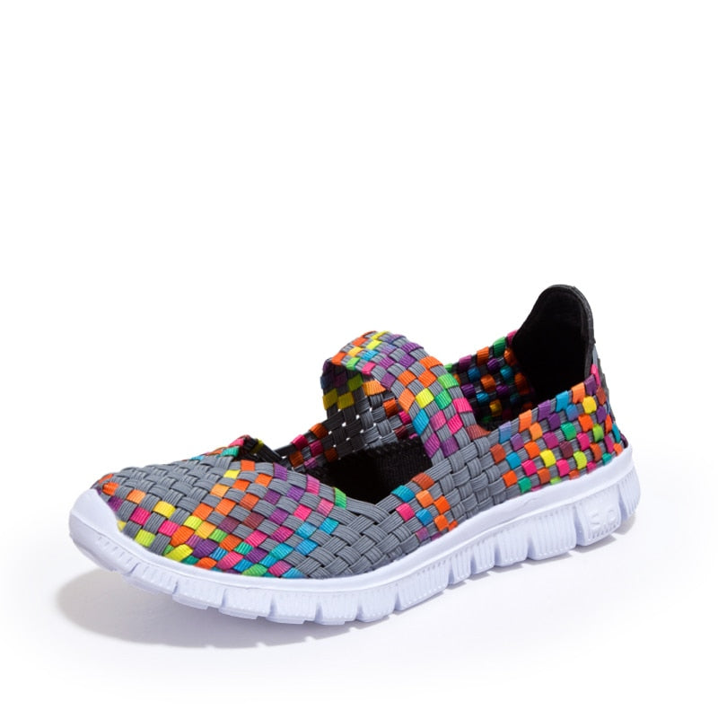 STRONGSHEN Women Shoes Lady Summer Slip On Flats Sneakers Lightweight Women Flat Shoes Manual Woven Shallow Women Casual Shoes