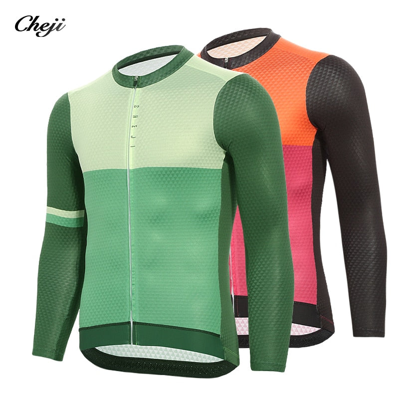 CHEJI Men's Cycling Jersey Long Sleeve Pro team Cycling Clothing Quick-drying Cycling Shirt Top