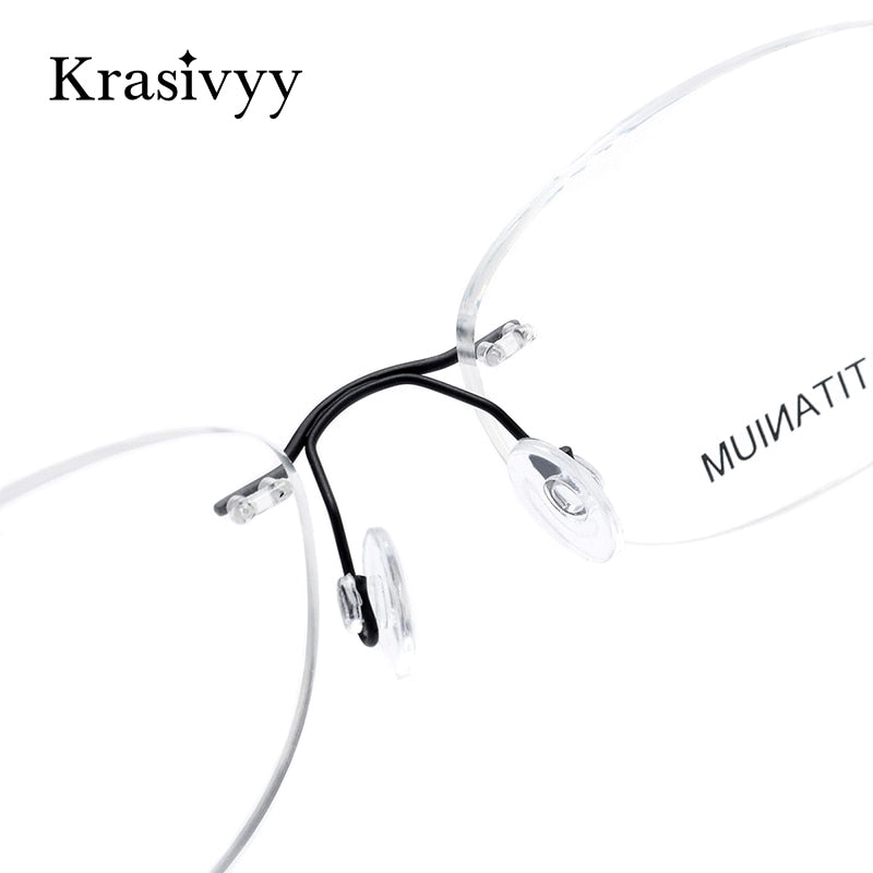 Krasivyy Titanium Glasses Frame Men 2022 New European Design Square Rimless Prescription Eyeglasses Eyewear Frame for Women