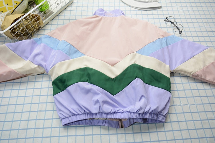Flectit Women Padded Bomber Jacket with Thick Quilted Lining Pastel Windbreaker Japanese Girls Harajuku Style *