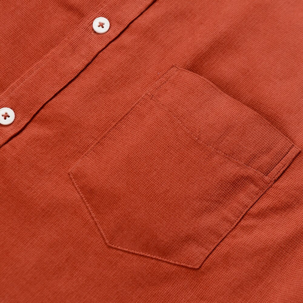 Casual Pure Cotton Corduroy Men Shirt Long Sleeve Brown Thick Winter XXL Regular Fit New Model Male Button Down Blouse