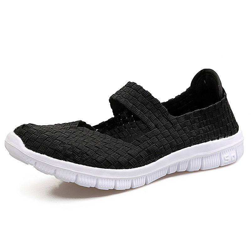STRONGSHEN Women Shoes Lady Summer Slip On Flats Sneakers Lightweight Women Flat Shoes Manual Woven Shallow Women Casual Shoes