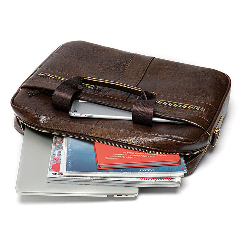 Vintage Leather Men's Bag Genuine Leather Messenger Bag Men Shoulder Bags Male Laptop Briefcase Bag Casual Men Handbag
