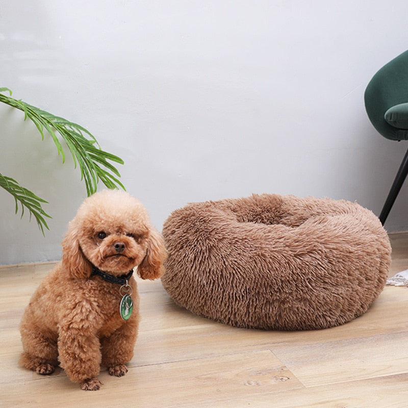Super Soft Pet Dog Bed Autumn Winter Round Long-haired Pet Mat Suitable House for Cats and Dogs Warm Comfortable Pet Supplies