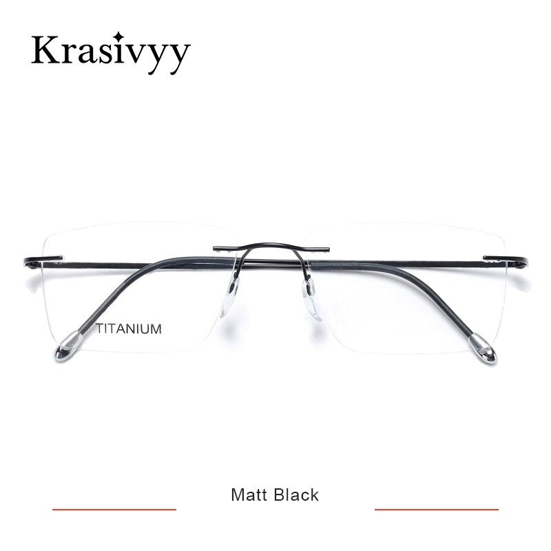 Krasivyy Titanium Glasses Frame Men 2022 New European Design Square Rimless Prescription Eyeglasses Eyewear Frame for Women