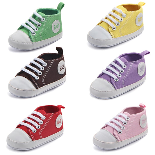 0-12M Newborn Toddler Canvas Sneakers Baby Boy Girl Soft Sole Crib Shoes First Walkers 12 Colors