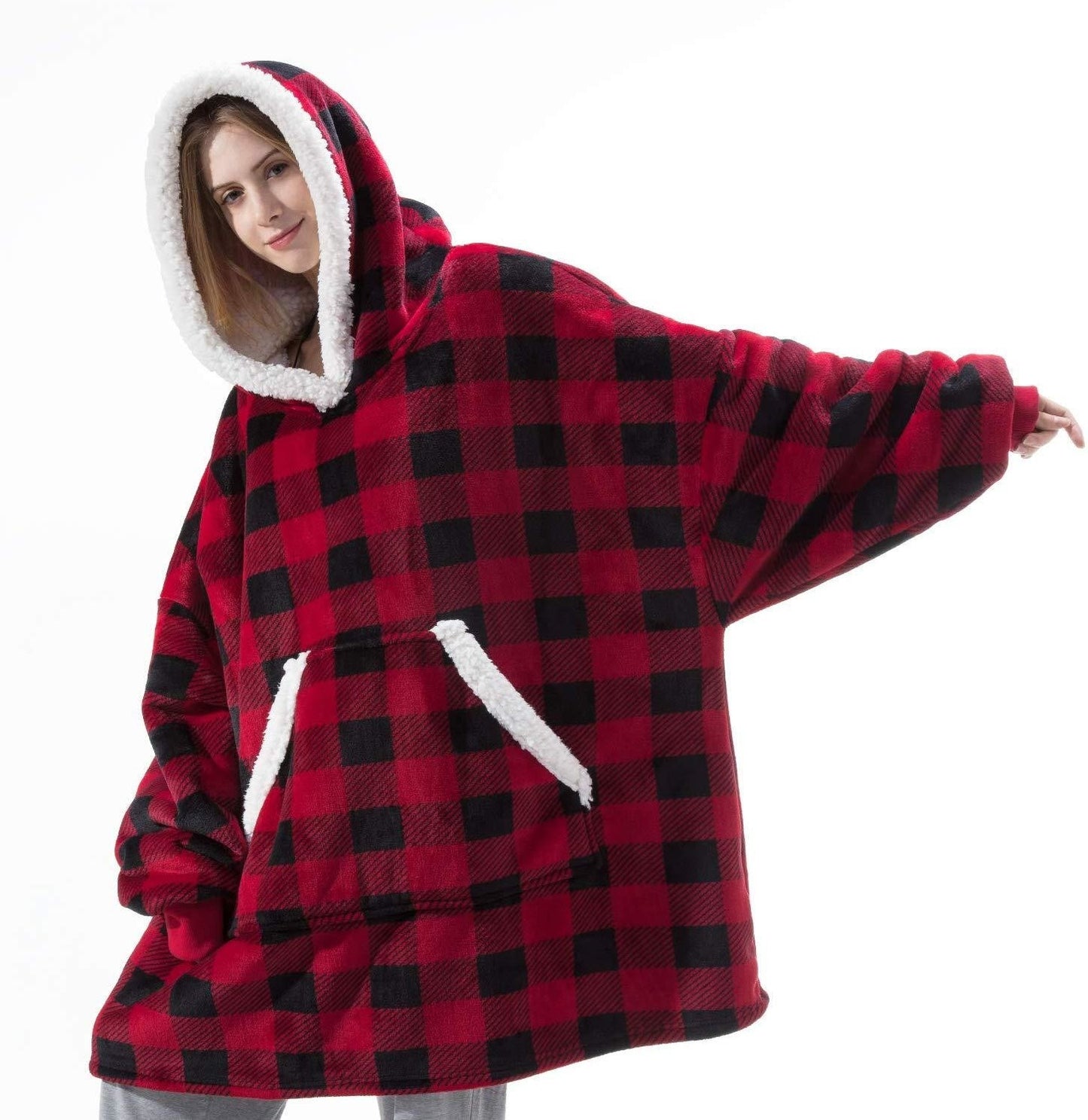 In autumn and winter of 2021, wearable lamb cashmere lazy blanket, men and women can wear home leisure Plush sweater