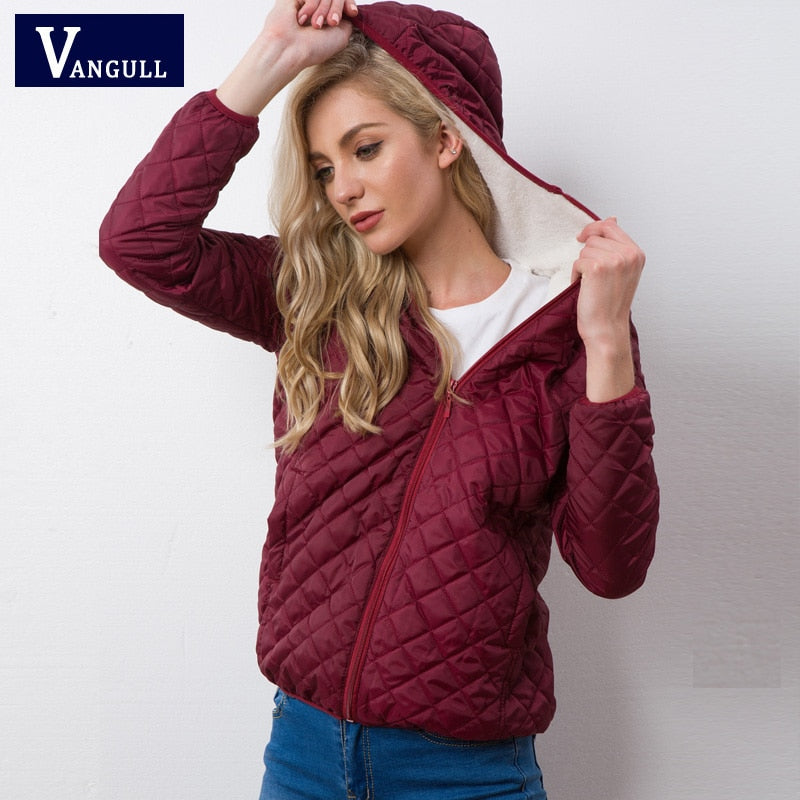Vangull New Spring Autumn Women&#39;s Clothing Hooded Fleece Basic Jacket Long Sleeve female Coats Short Zipper Casual Outerwear