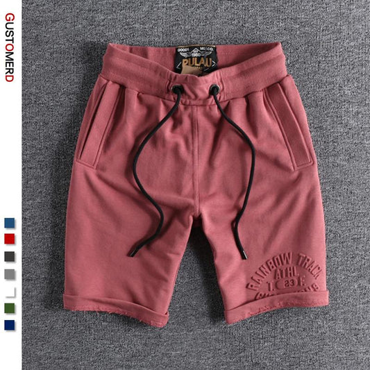 GUSTOMERD 100% Cotton Brand Men's Shorts Retro Streetwear Solid Color Men Clothing New Summer High Quality Colorful Pants Mens