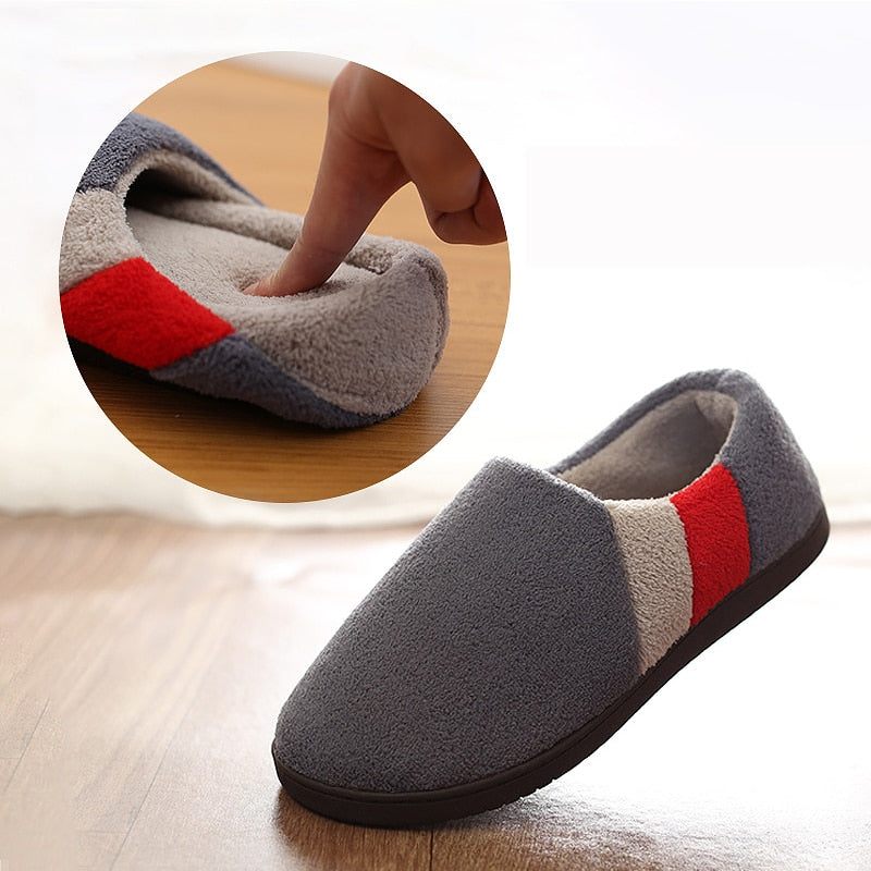 Men Slippers Home Memory foam Winter Short Plush Indoor Slippers Male Comfy Flock Non-slip House Shoes Big size 45 46 47