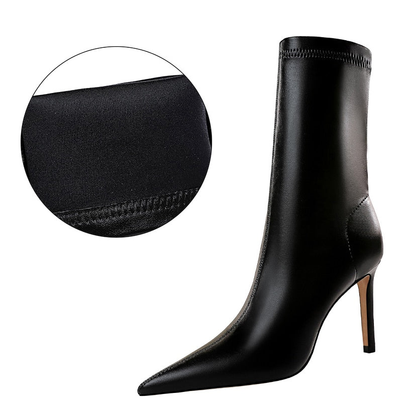 Leather Boots Women&#39;s Boots Non-slip Women Winter Boots Fur Warm Ankle Boots For Women Down Waterproof Booties Botas Mujer 40