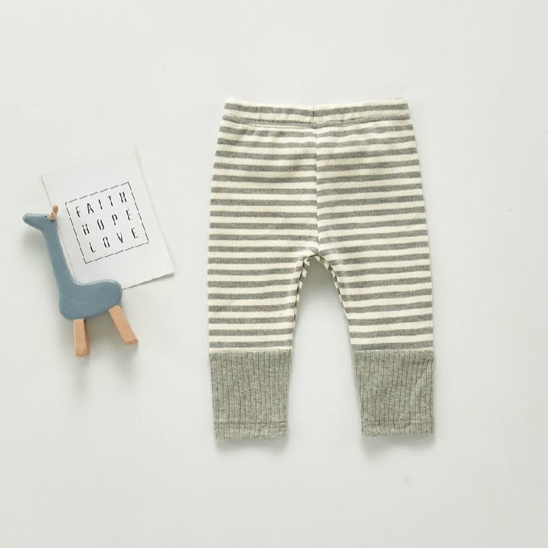 HoneyCherry Autumn Kids Leggings New Candy Color Boy And Girl Baby Pants Infant Striped Cotton Pants