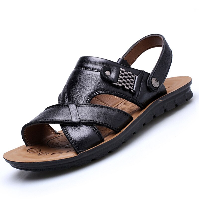 Men Sandals Summer Leather Sandals Classic Men Shoes Slippers Breatable Men Roman Outdoor Walking Footwear Big Size 48 Сандалии