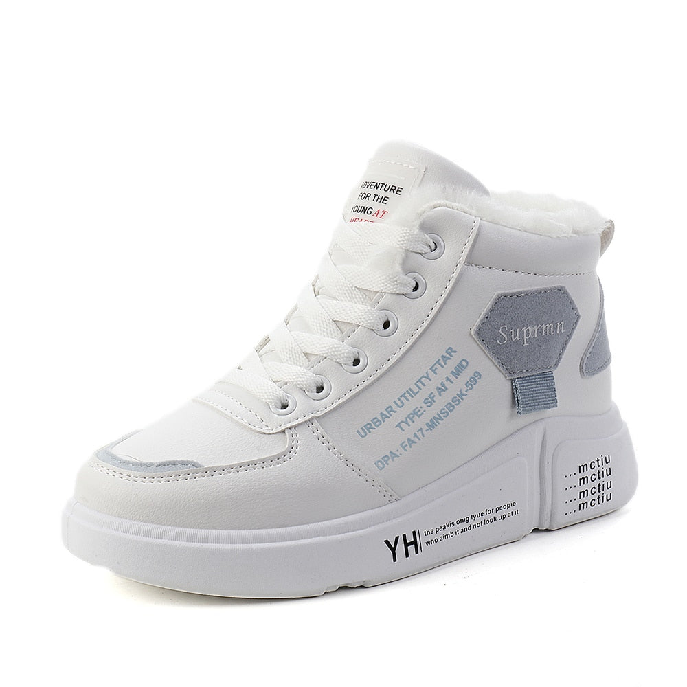 Women Casual Shoes 2019 Leather Fashion Women Sneakers Shoes Flats Platform Warm Plush Women Shoes Breathable off Winter shoes