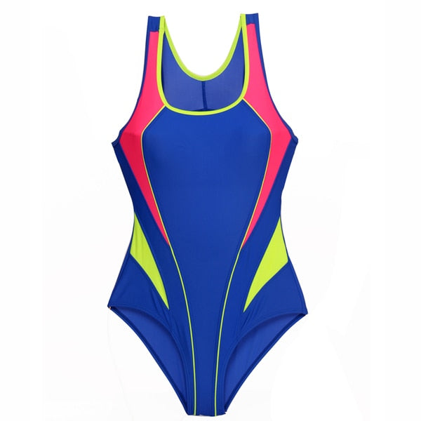 Andzhelika Children One Piece Swimsuits Racing Training Sports Bathing Suit Color Block Girl Swimwear