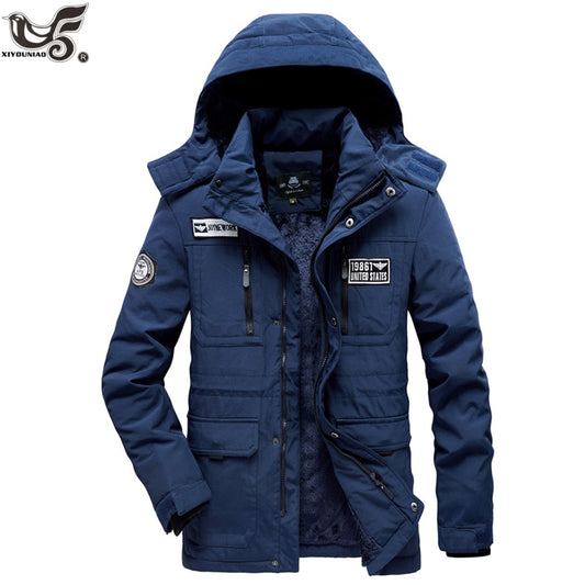 Winter Jacket Men Fleece Warm Cotton-Padded coats Thickens Military Overcoat Windbreaker Parka men Brand Clothing size M~4XL