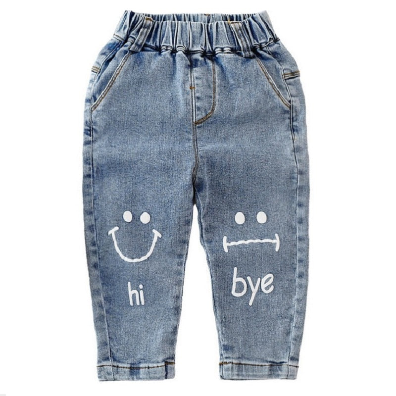 Spring Baby Girls Jeans Kids Clothes Cotton Loose Comfortable Long Denim Pants Elasticated Waist Casual Jeans For Girls 2-8Y