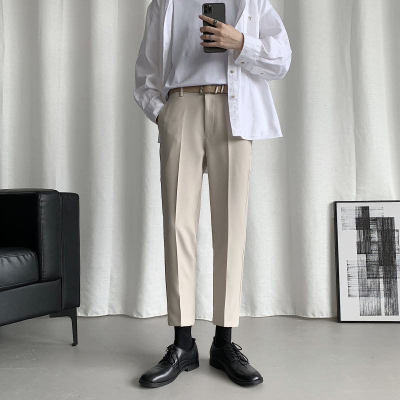 Korean Style Suit Pants Men Slim Fashion Solid Color Business Society Dress Pants Men Straight Pants Men Soffice Formal Trousers
