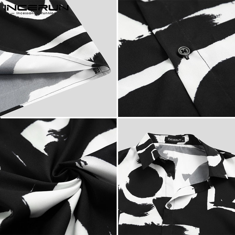 INCERUN Summer Printing Hawaiian Shirt Men 2022 Short Sleeve Streetwear Lapel Casual Brand Shirts Chic Button Camisa Plus Size