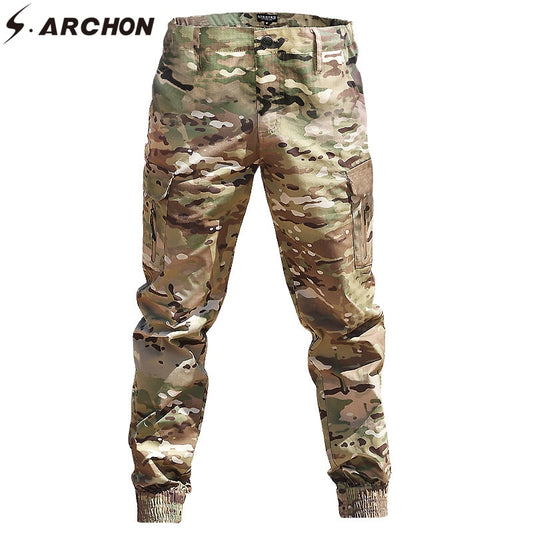S.ARCHON Camouflage Jogger Pants Men Camo Tapered Cargo Trousers Waterproof Tactical Pants Male Casual Fashion Streetwear Pants