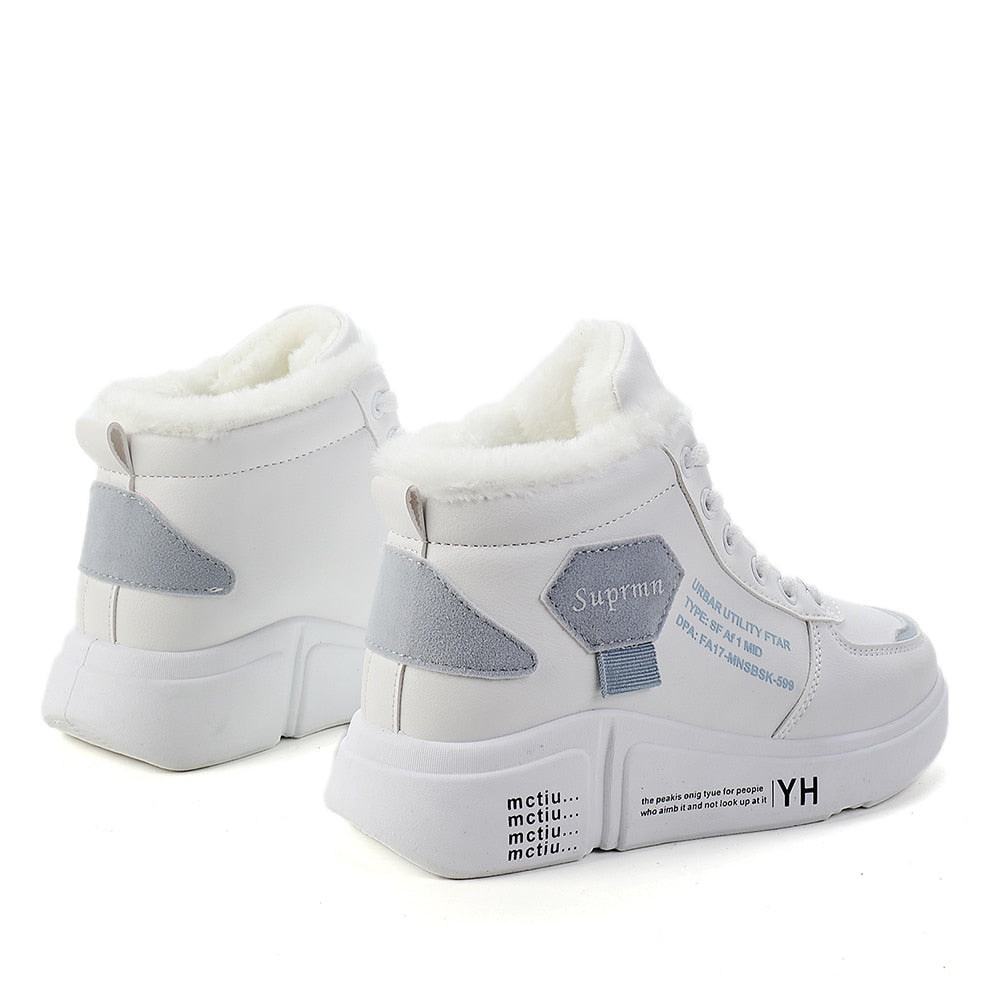 Women Casual Shoes 2019 Leather Fashion Women Sneakers Shoes Flats Platform Warm Plush Women Shoes Breathable off Winter shoes