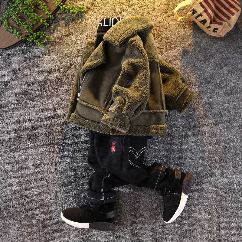 VFOCHI New Boys Girls Wool Coat Suede Jacket Winter Kids Windproof Coat Children Clothing Unisex Boys Girls Wool Coat Outerwear