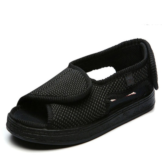 Summer dew toe diabetic shoe female foot swollen feet wide magic stick shoes thumb outside the middle-aged old Men's sandal
