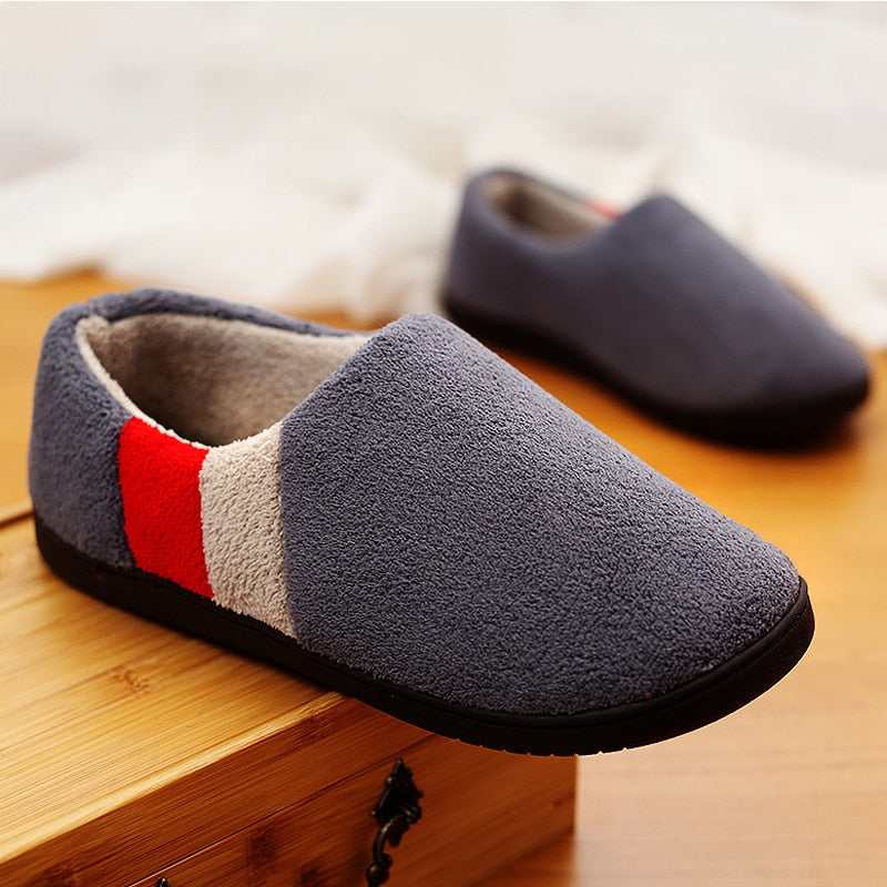 Men Slippers Home Memory foam Winter Short Plush Indoor Slippers Male Comfy Flock Non-slip House Shoes Big size 45 46 47