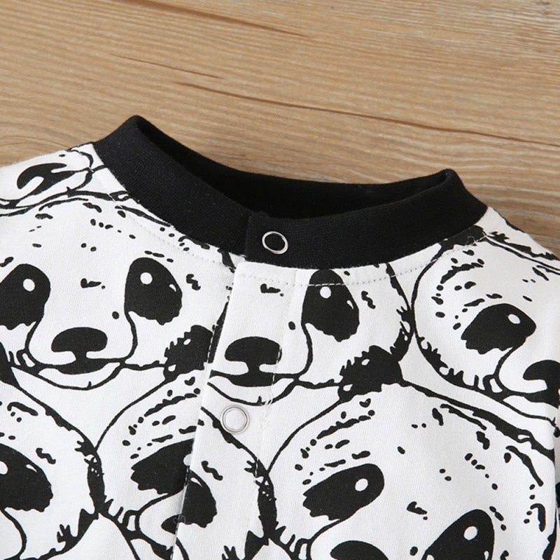 Newborn 2Pcs Baby Boys Rompers Cartoon Panda Pattern Long Sleeve Jumpsuit and Hat Infant  Boy Clothing Autumn Toddler Clothes