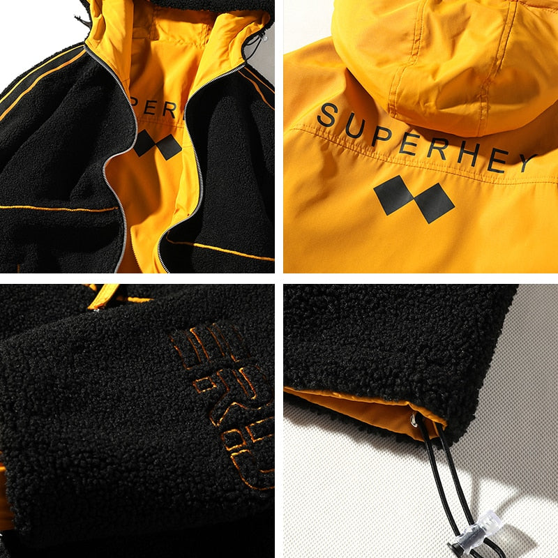 Men's Jacket Double-Sided Wear Lalambswool 2020 Winter Brand New Jacket Casual Warm Thick Parkas Coat Man Hooded Men's Clothing