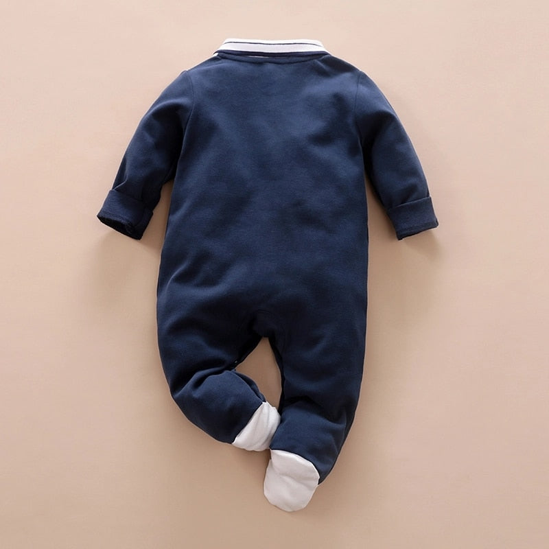 PatPat 2021 New Spring and Autumn Baby Boy Gentleman Style Polo Collar Long-sleeve Jumpsuit  for Baby Boy Baby&#39;s Clothing