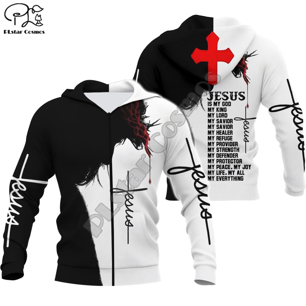 PLstar Cosmos Christian Catholic Jesus Retro Streetwear hoodies Fashion Pullover 3D Printed Zip Hoodies/Sweatshirts/Jacket