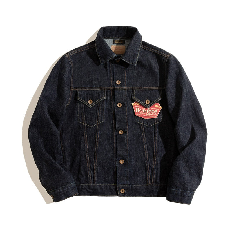 Maden Retro Blue Denim Jackets For Men Casual Crowboy Streetwear Coat Bomber Jacket Harajuku Vintage Outerwear Men&#39;s Clothing