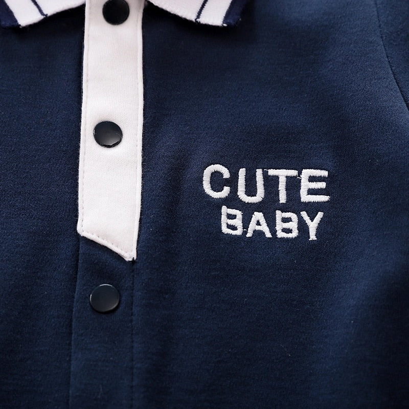 PatPat 2021 New Spring and Autumn Baby Boy Gentleman Style Polo Collar Long-sleeve Jumpsuit  for Baby Boy Baby&#39;s Clothing