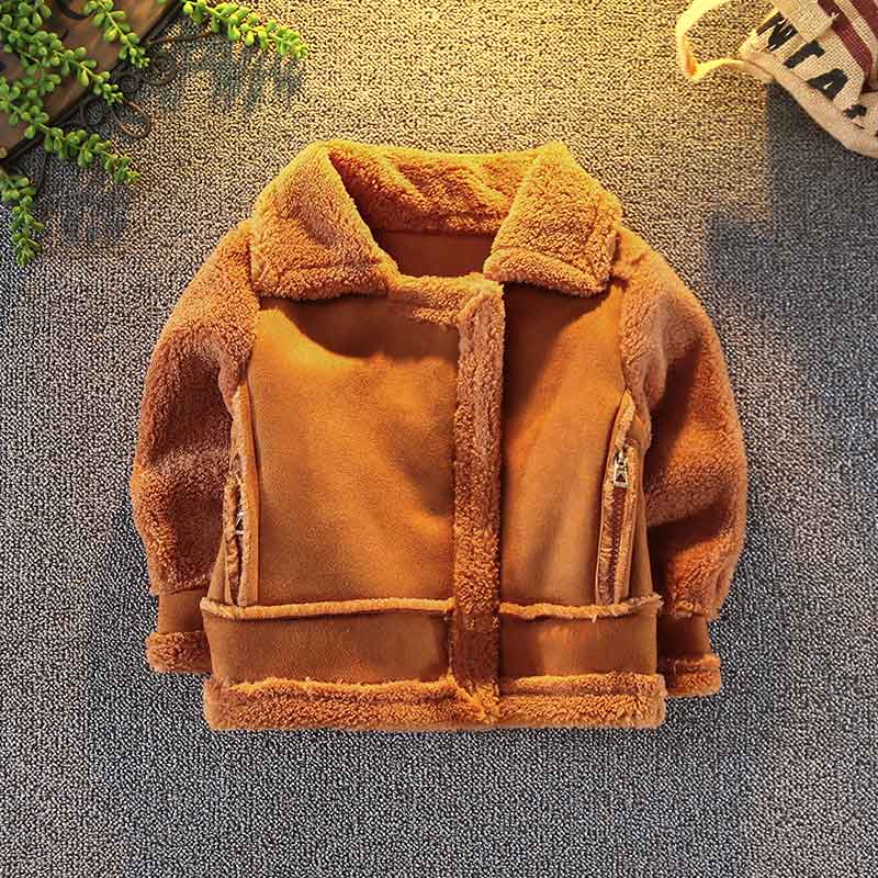 VFOCHI New Boys Girls Wool Coat Suede Jacket Winter Kids Windproof Coat Children Clothing Unisex Boys Girls Wool Coat Outerwear