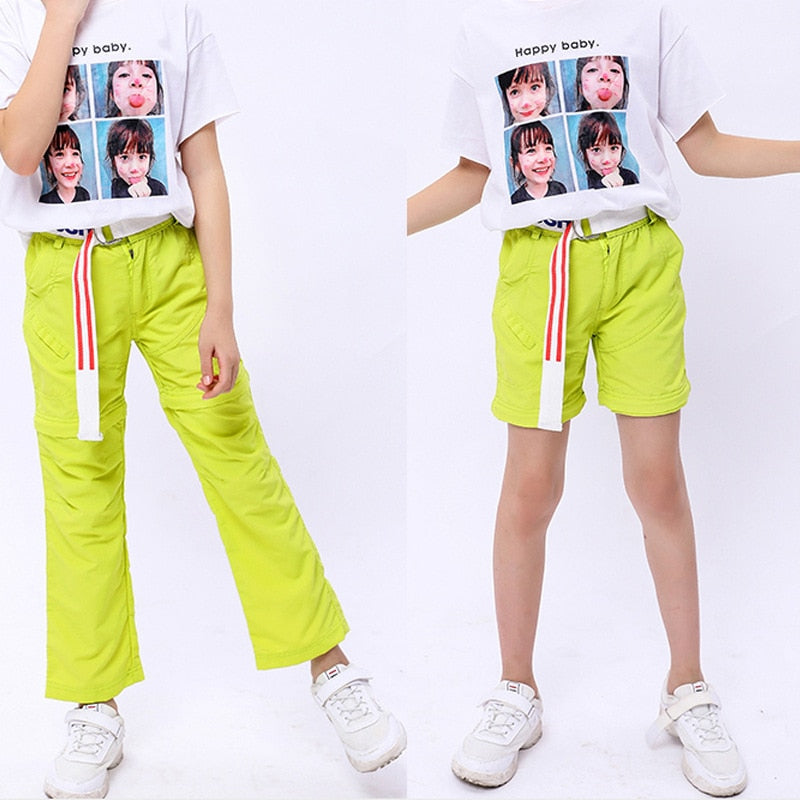 Summer Spring Quick-Drying Waterproof Boys Girls Pants Sporty Climbing Trousers Children Detachable Outfits For 115-170cm