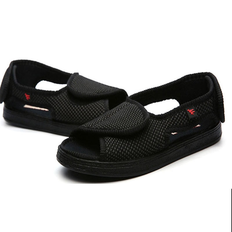 Summer dew toe diabetic shoe female foot swollen feet wide magic stick shoes thumb outside the middle-aged old  Men&#39;s  sandal