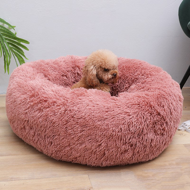 Super Soft Pet Dog Bed Autumn Winter Round Long-haired Pet Mat Suitable House for Cats and Dogs Warm Comfortable Pet Supplies