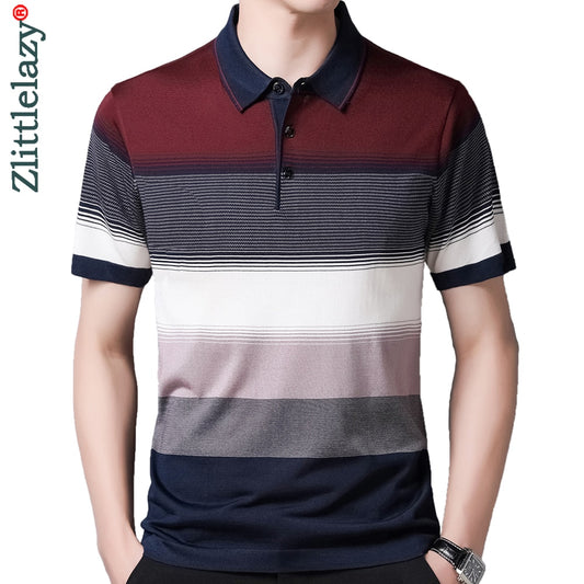 2022 Brand Short Sleeve Polo Tee Shirt Men Casual Summer Striped Men&#39;s Clothing Polos Shirts Mens Fashion Slim Fit Poloshirt 721