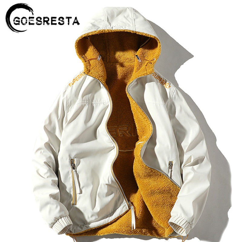 Men's Jacket Double-Sided Wear Lalambswool 2020 Winter Brand New Jacket Casual Warm Thick Parkas Coat Man Hooded Men's Clothing