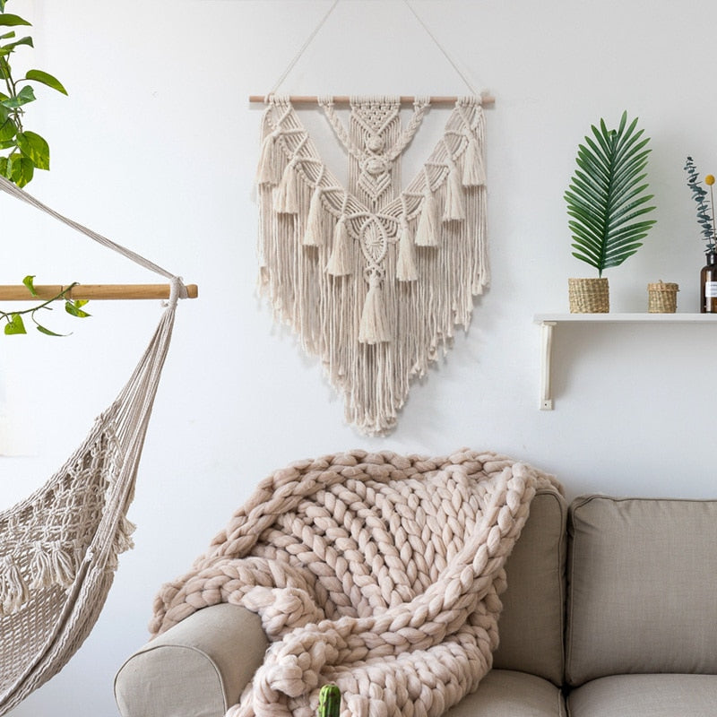 PATIMATE Macrame Wall Hanging Tapestry Wall Decoration Cotton Bohemian Handmade Woven Home Decoration Beautiful Gifts 55x70cm