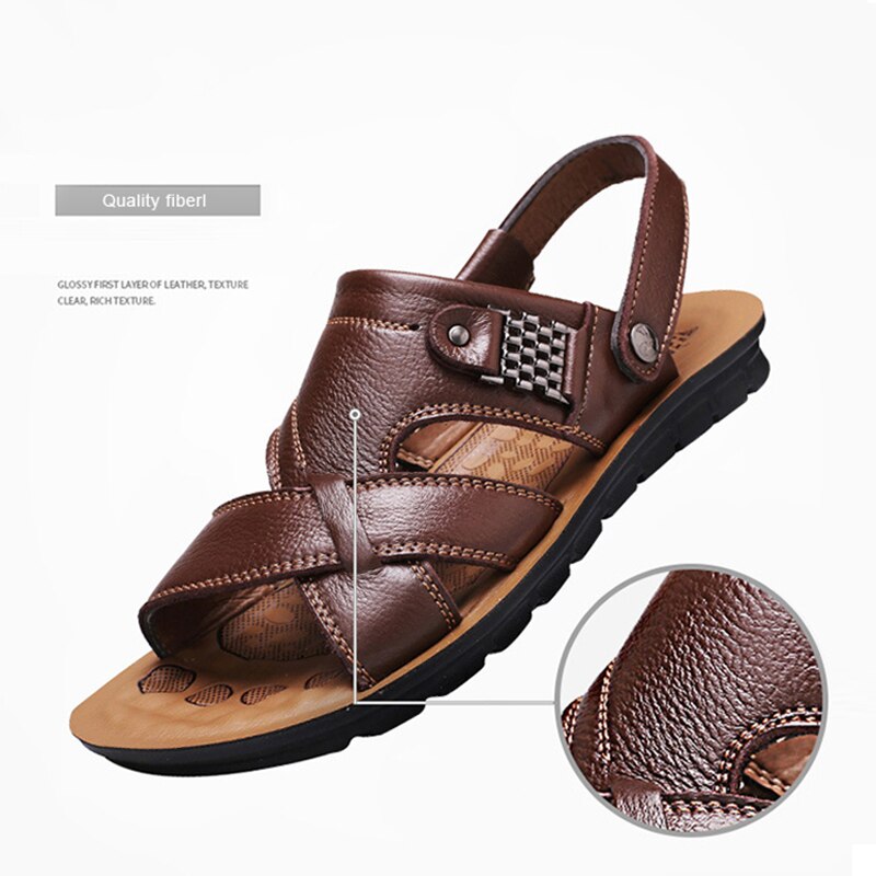 Men Sandals Summer Leather Sandals Classic Men Shoes Slippers Breatable Men Roman Outdoor Walking Footwear Big Size 48 Сандалии
