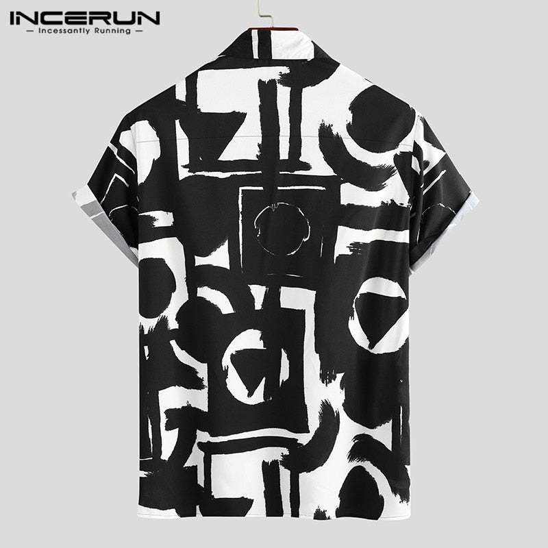 INCERUN Summer Printing Hawaiian Shirt Men 2022 Short Sleeve Streetwear Lapel Casual Brand Shirts Chic Button Camisa Plus Size